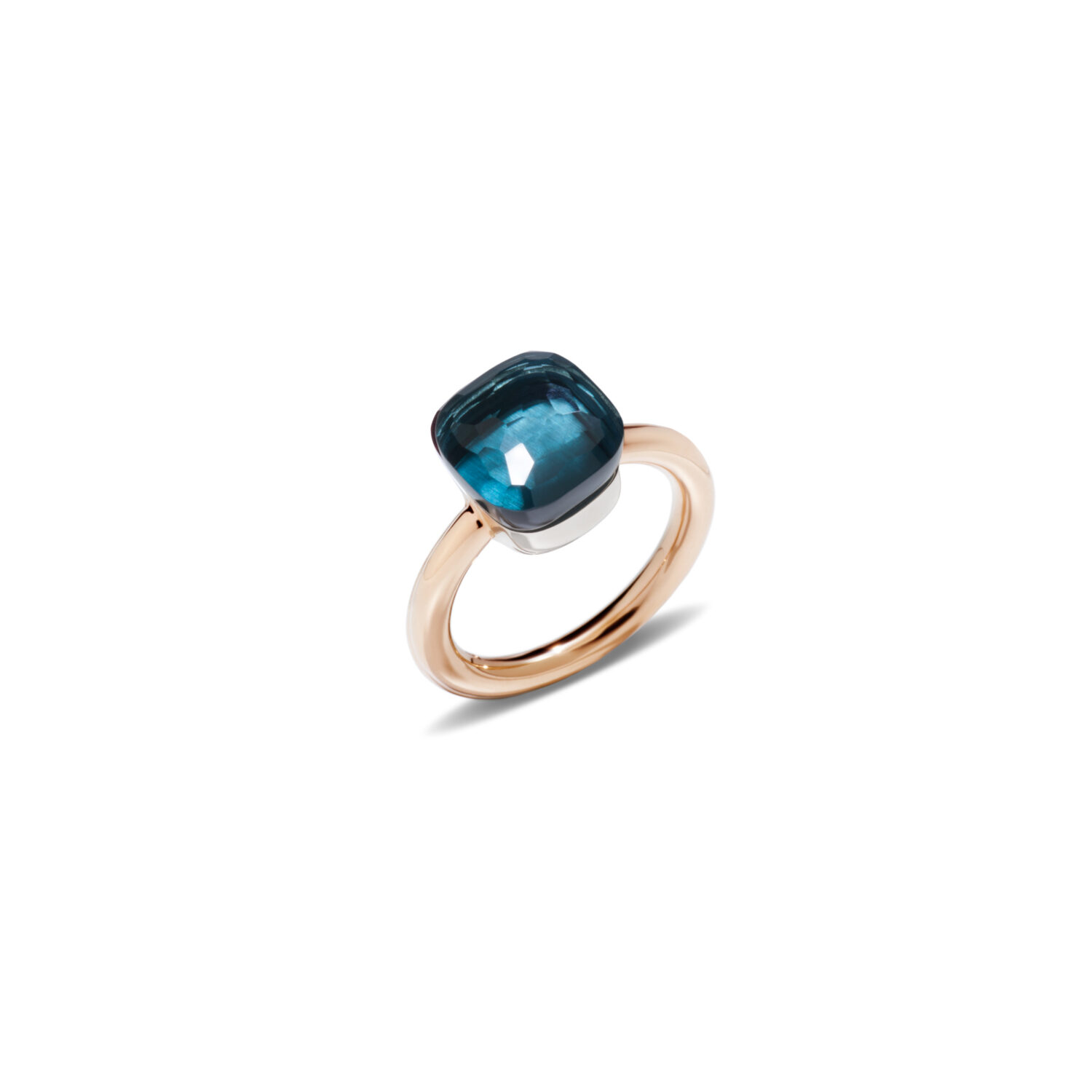 ESSENTIALS 4 Nudo Classic ring in rose gold with London blue topaz by Pomellato
