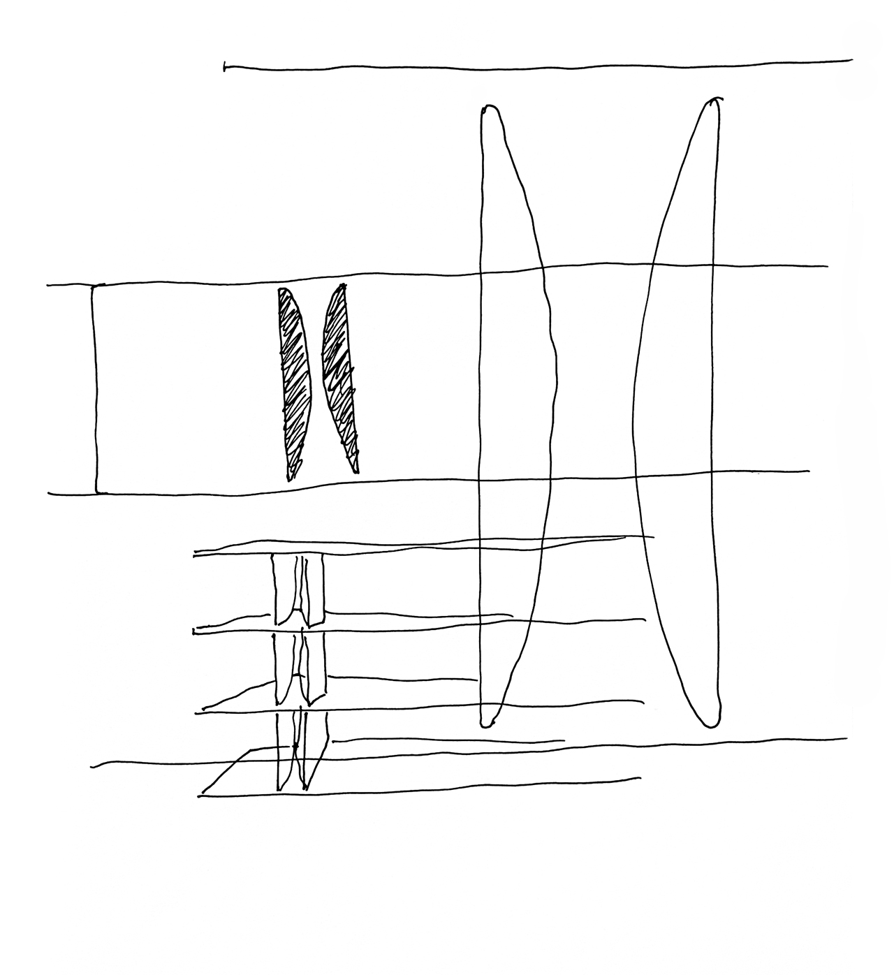 Skizze des Adym Regals von Neutra. 