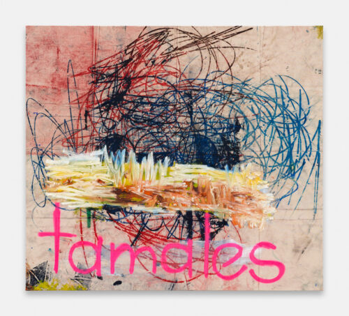 Oscar Murillo tamales Drawings off the Wall 2012 oil oil stick graphite and dirt on canvas 170 × 190 cm. Courtesy of the artist © Oscar Murillo. Photo Tim Bowditch Reinis Lismanis