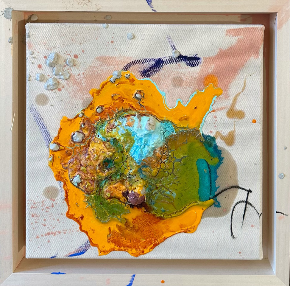 Anna van den Hövel Vulcano Vesuvio Napoli IV Maße_ 37 × 37 cm · 2025 Acryl, Pigmente, Kohle, Lack, Zement.© Courtesy of the Artist.