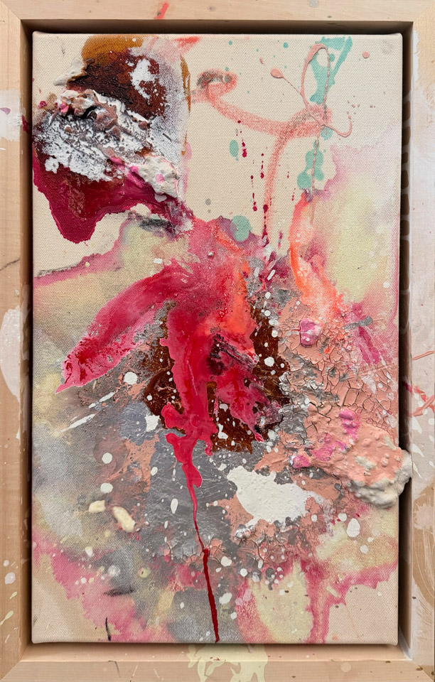 Anna van den Hövel l Cherry Blossom Maße_ 35 × 55 cm · 2025 Acryl, Pigmente, Kohle, Lack, Zement