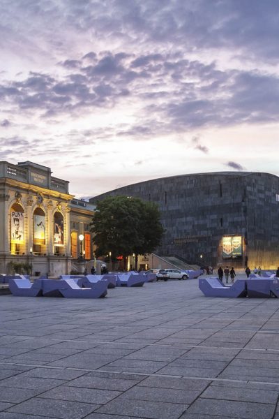 Dusk at the Museumsquartier of the city of Vienna - Austria